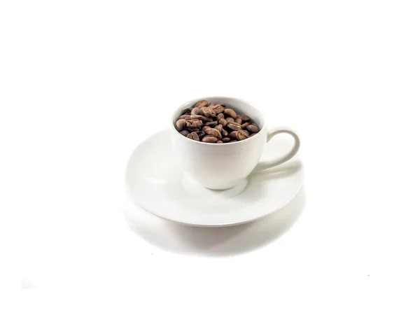 Isolerad Kaffekopp Med Arabica Kaffebönor — Stockfoto