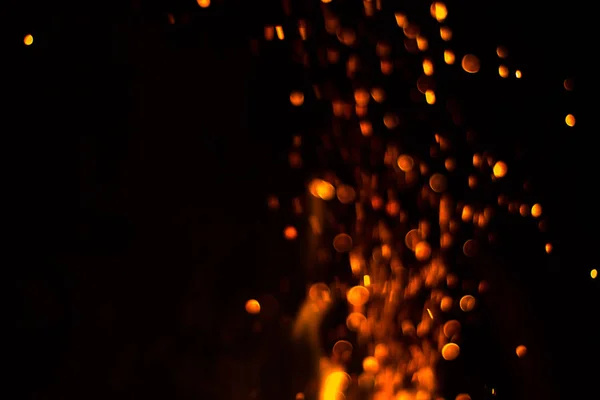 Feuer Auf Schwarzem Hintergrund Orangefarbene Flamme Nachtfeuer — Stockfoto
