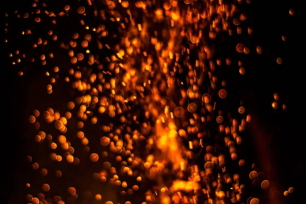 Fuoco Sfondo Nero Fiamma Arancione Fuoco Notturno — Foto Stock