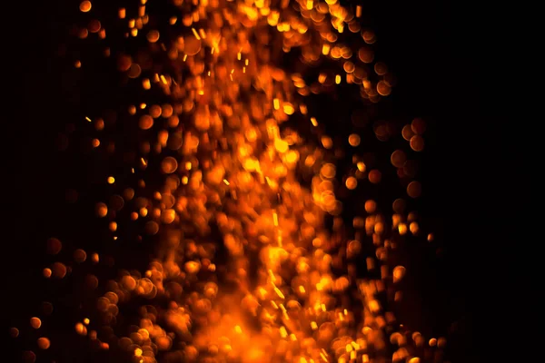 Siyah Arka Planda Yangın Turuncu Alev Gece Yangını — Stok fotoğraf