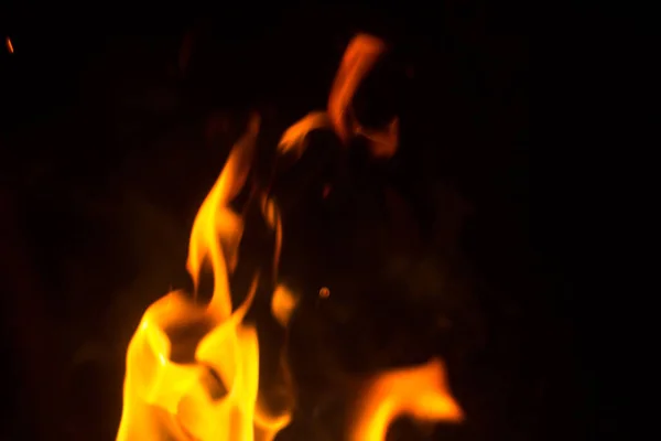 Fire Black Background Orange Flame Night Fire — 스톡 사진