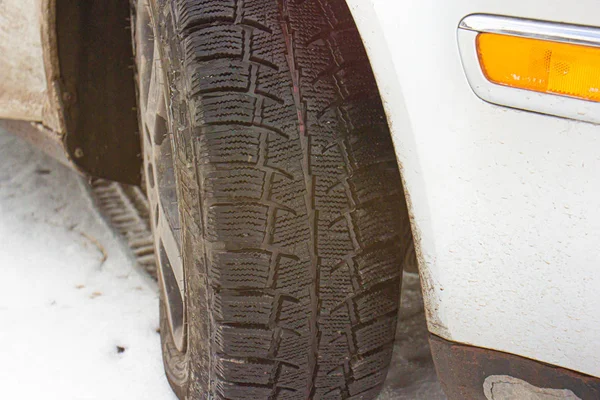 Dirty Tire Tread Snow — Stok fotoğraf