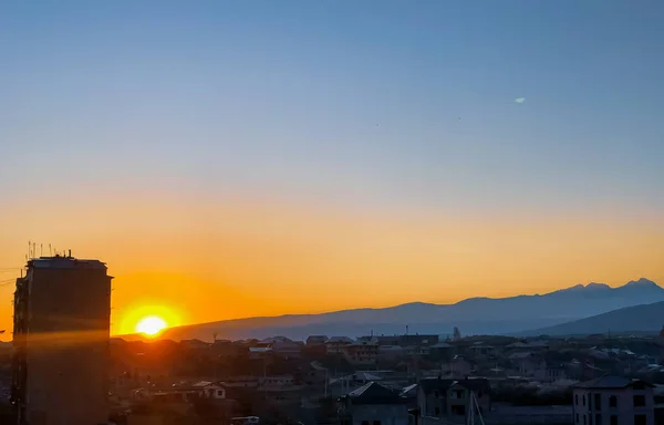 Sonnenuntergang Über Der Stadt Sonnenuntergang Der Stadt — Stockfoto
