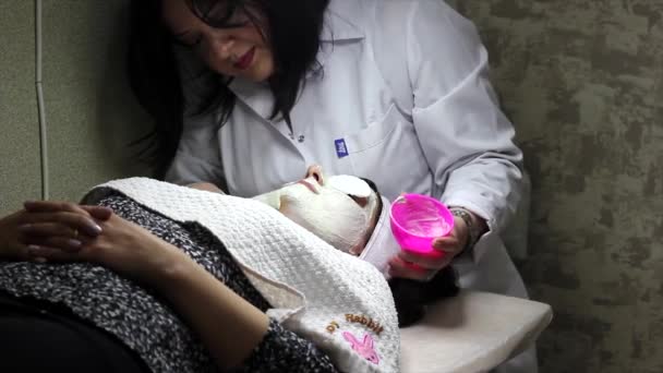 Soin Spa Avec Masque Facial Massage Facial Dans Salon Spa — Video