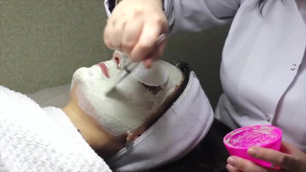 Trattamento Termale Con Maschera Viso Massaggio Facciale Nel Salone Spa — Video Stock