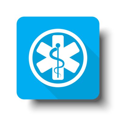 Beyaz tıp mavi web düğme simgesine