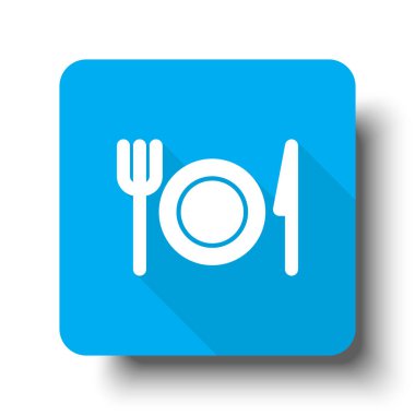 Beyaz yemek simgesi mavi web düğmesini