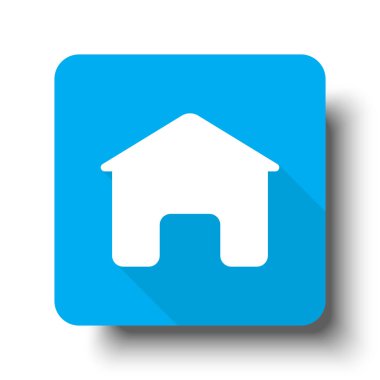 Mavi web düğme simgesine beyaz ev