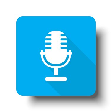 Beyaz mikrofon simgesi mavi web düğmesini