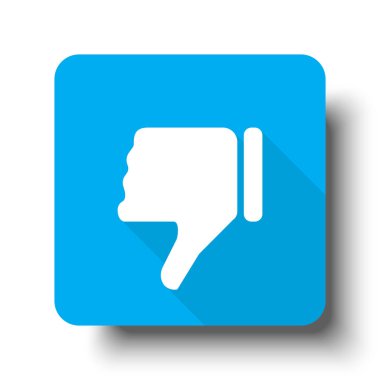 Beyaz başparmak aşağı mavi web düğme simgesine