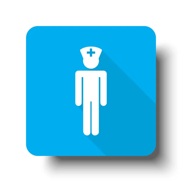 White Doctor icon on blue web button — Stock Vector
