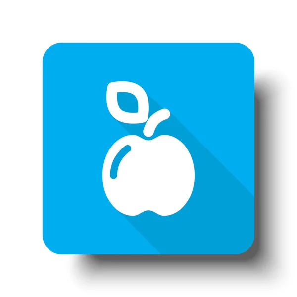 Weißes Apfelsymbol auf blauem Webbutton — Stockvektor