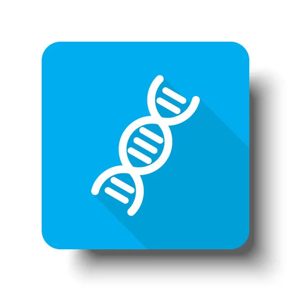 White Dna icon on blue web button — Stock Vector