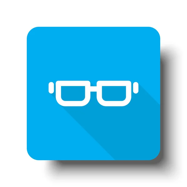 Ícone de óculos brancos no botão azul da web — Vetor de Stock