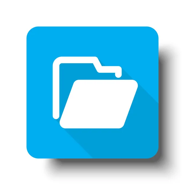 Icona della cartella bianca sul pulsante web blu — Vettoriale Stock