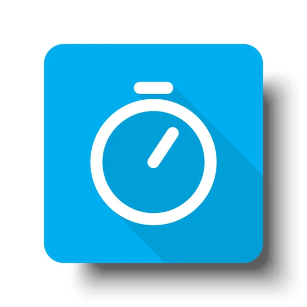 Icono del temporizador blanco en el botón web azul — Vector de stock