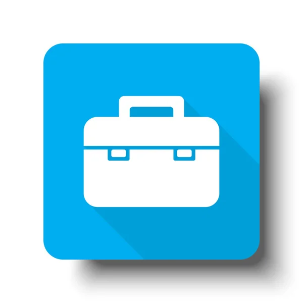 Біла піктограма портфеля на синій веб-кнопка — стоковий вектор