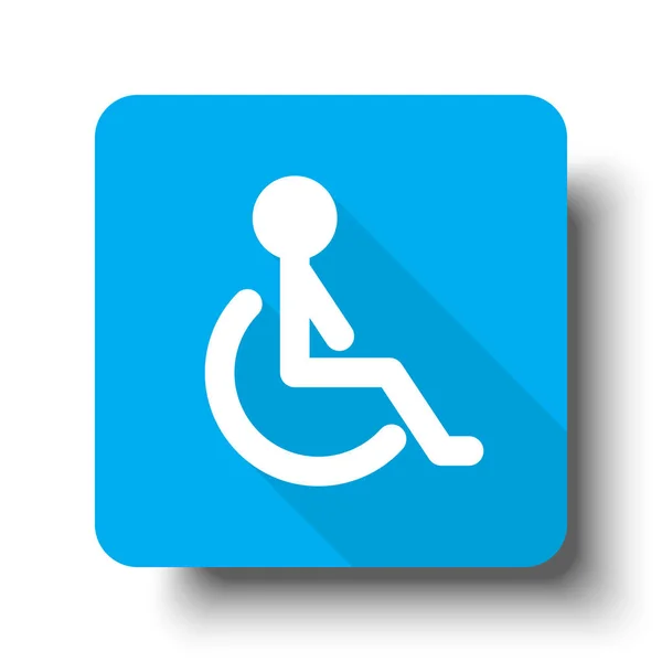 White Wheel Chair icon on blue web button — Stock Vector