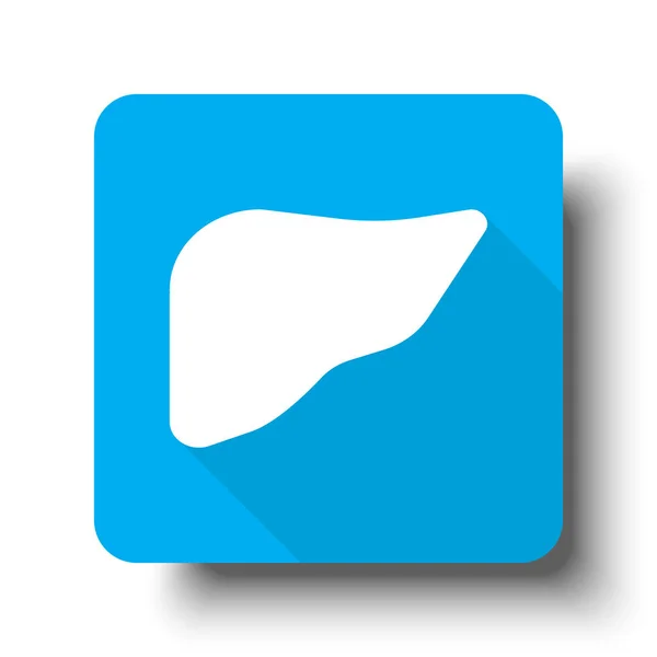 Icono de hígado blanco en el botón web azul — Vector de stock