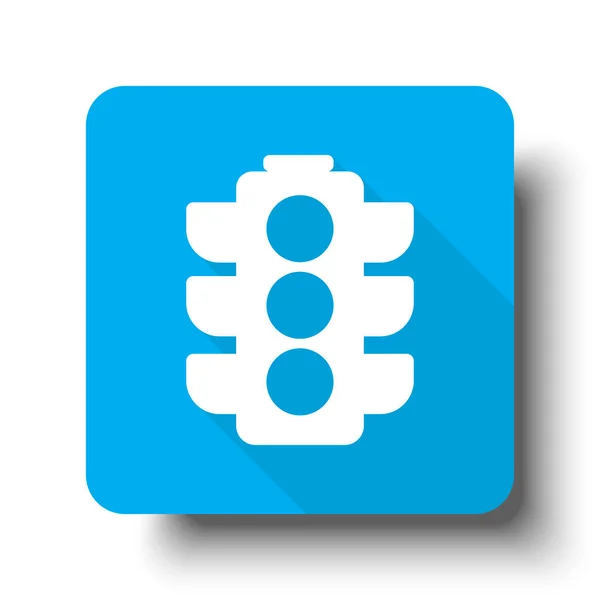Icône Feu de circulation blanc sur bouton web bleu — Image vectorielle