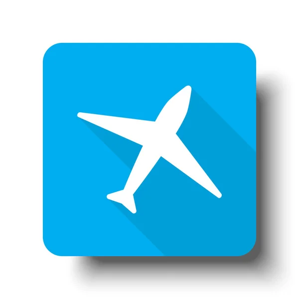 Ícone de avião branco no botão azul da web — Vetor de Stock