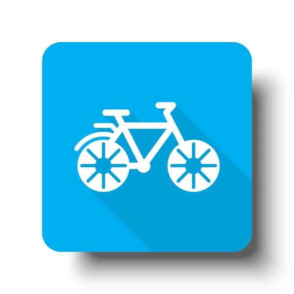 Icono de bicicleta blanca en el botón web azul — Vector de stock