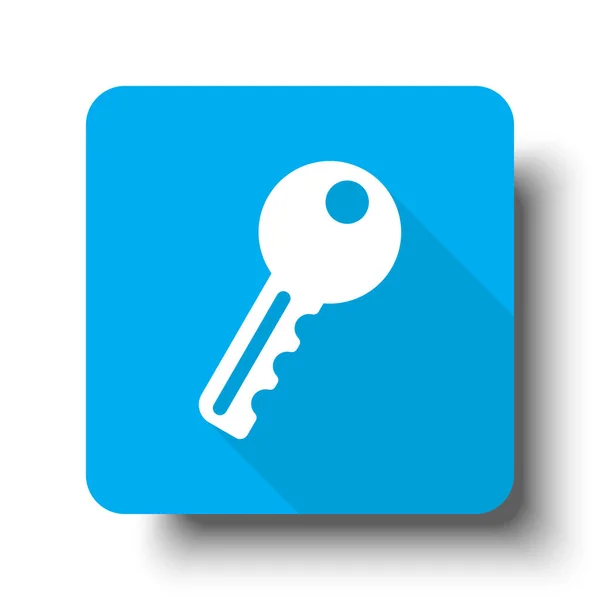 White Key icon on blue web button — Stock Vector
