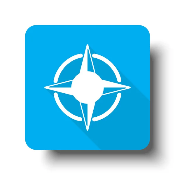 Branco Bússola Rose ícone no botão azul da web — Vetor de Stock