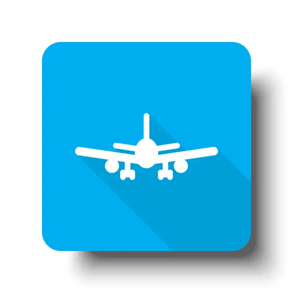 Ícone de avião branco no botão azul da web — Vetor de Stock
