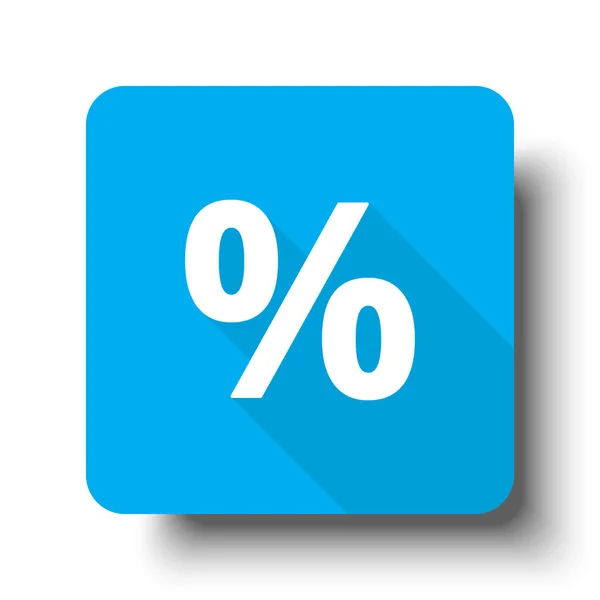 White Percentage icon on blue web button — Stock Vector