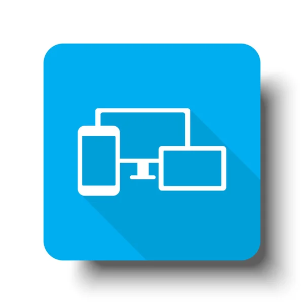 White Responsive Media Design icona sul pulsante web blu — Vettoriale Stock