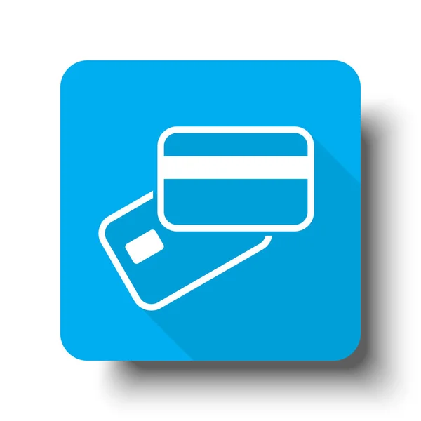 Vit kreditkortsbetalning ikonen på blå web-knappen — Stock vektor