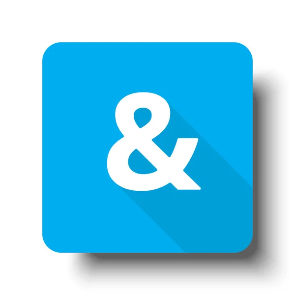 Icono de Ampersand blanco en el botón web azul — Vector de stock