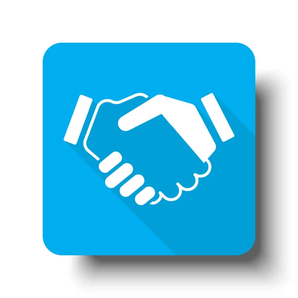 Fehér kézfogás megállapodás ikon kék web gomb — Stock Vector