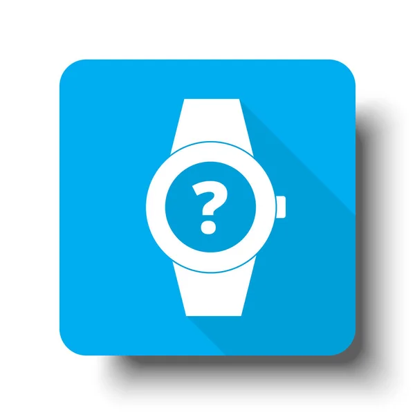 Icono de pregunta de tiempo blanco en el botón web azul — Vector de stock