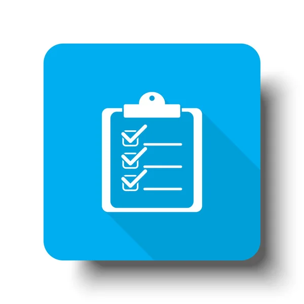 White Clipboard Checklist icon on blue web button — Stock Vector