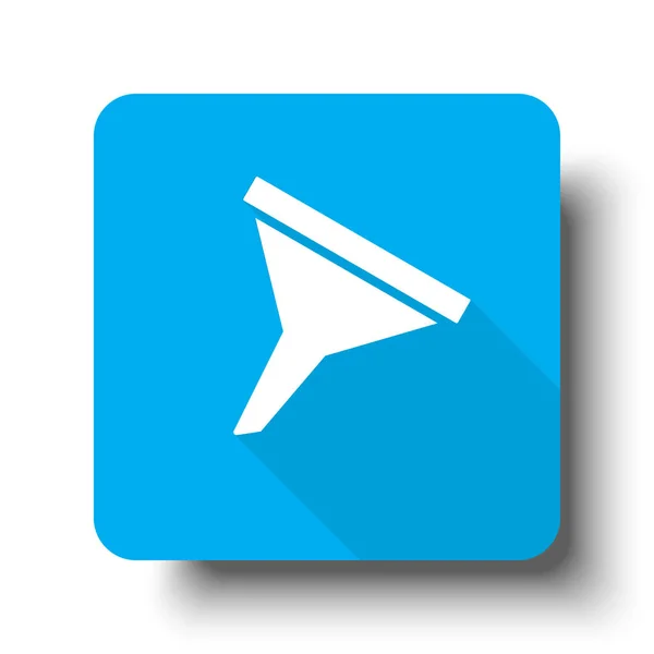 Icono de embudo blanco en botón web azul — Vector de stock