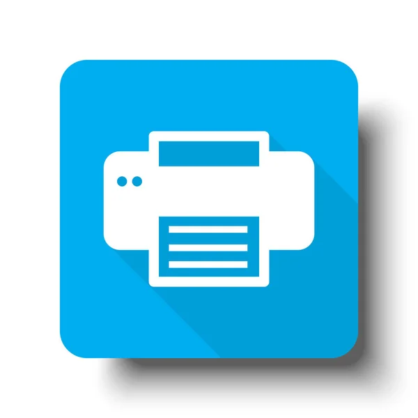 Icona della stampante bianca sul pulsante web blu — Vettoriale Stock