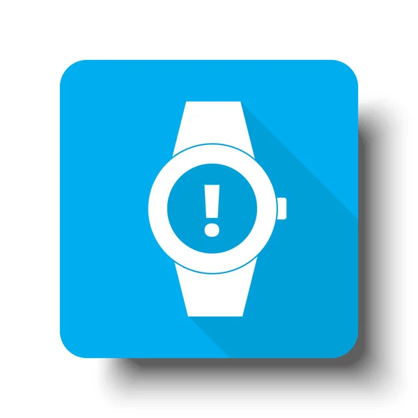 Icono de alerta de tiempo blanco en el botón web azul — Vector de stock