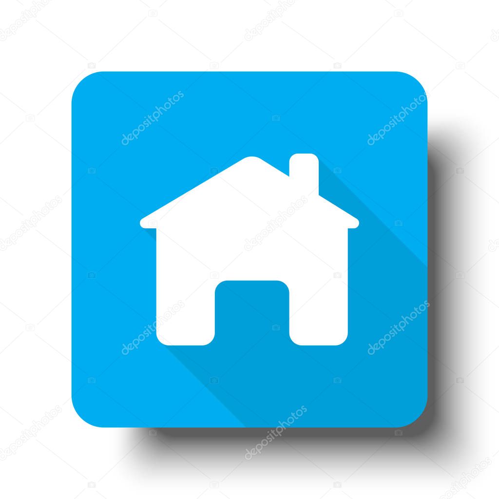 White Home icon on blue web button