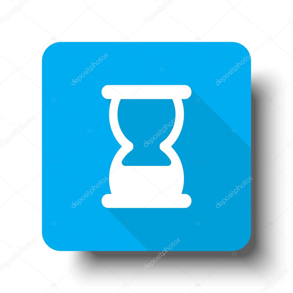 White Hourglass icon on blue web button