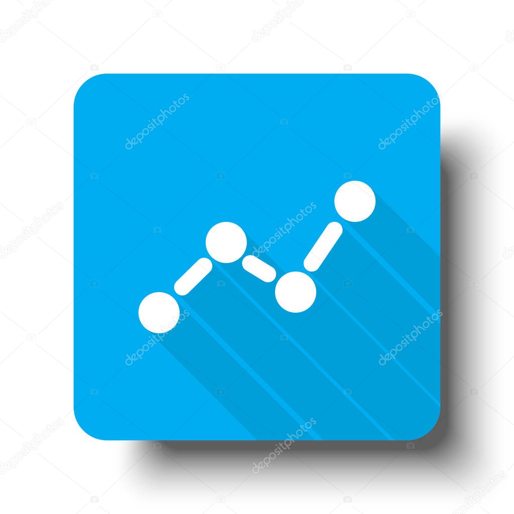 White Graph icon on blue web button