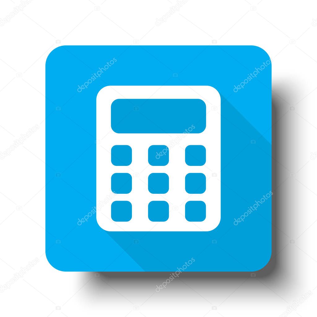White Calculator icon on blue web button