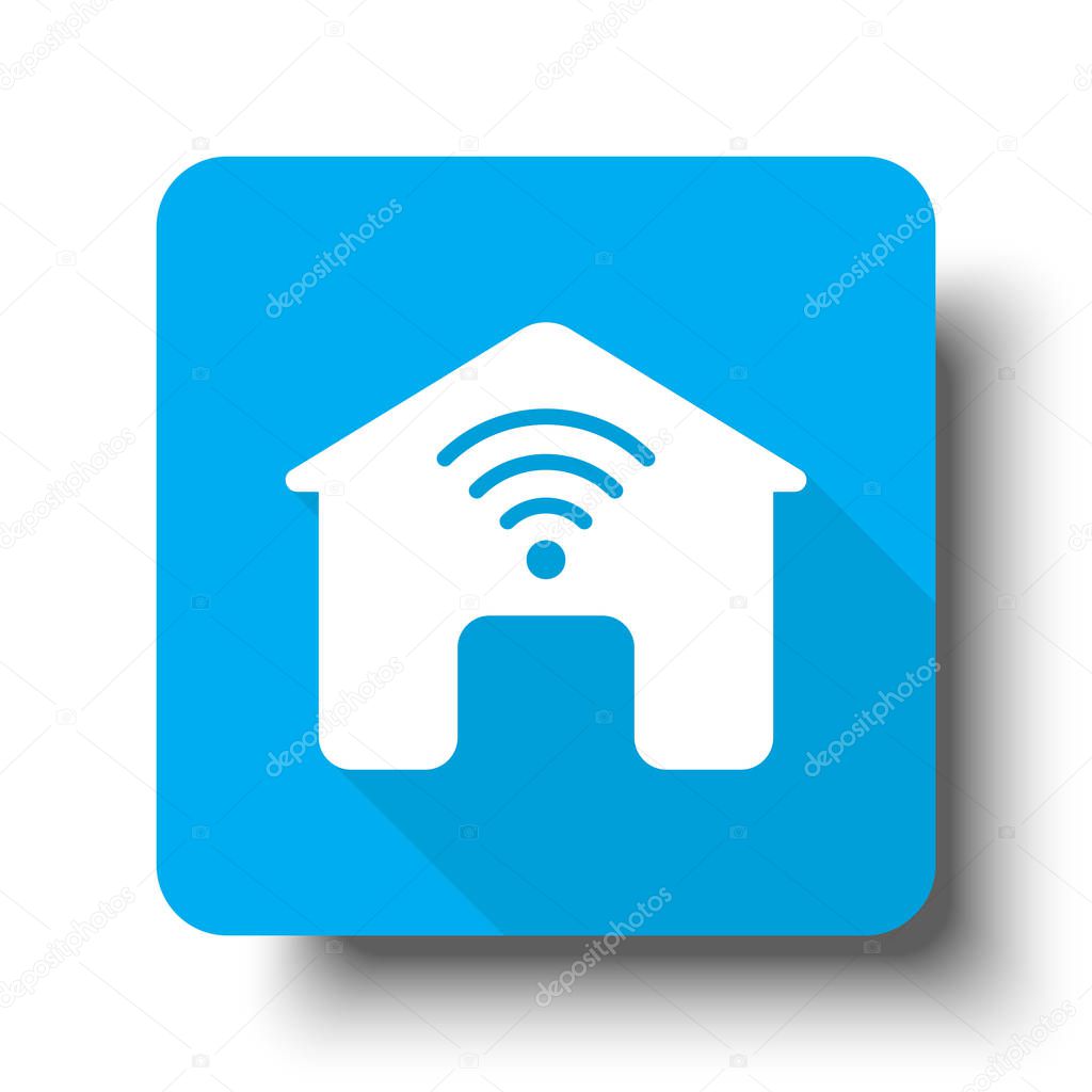 White Smart Home icon on blue web button