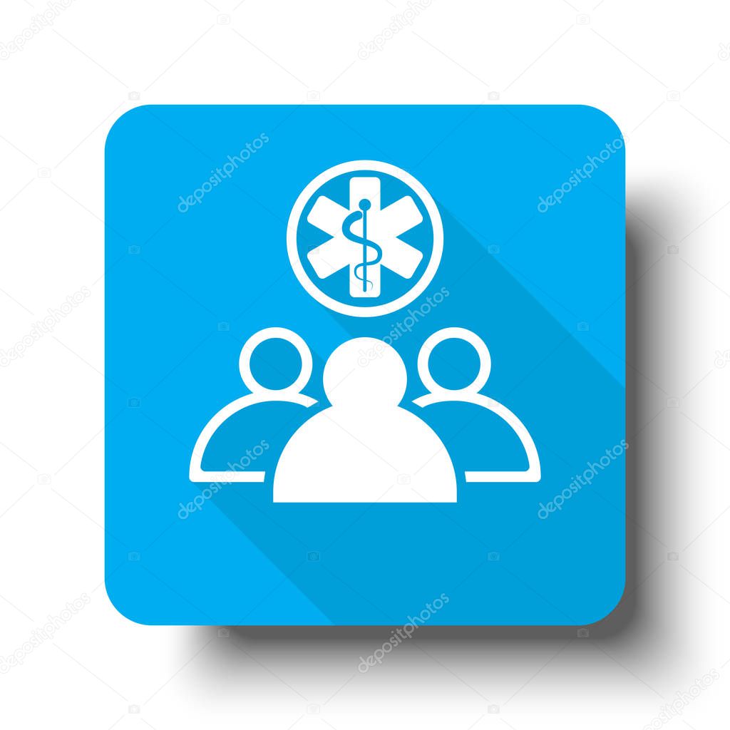White Medical Team icon on blue web button