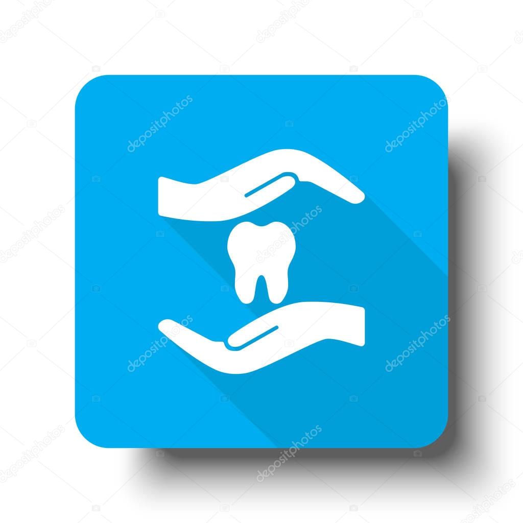 White Dental Care icon on blue web button