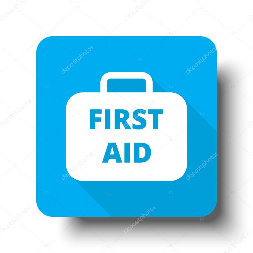 White First Aid Kit icon on blue web button