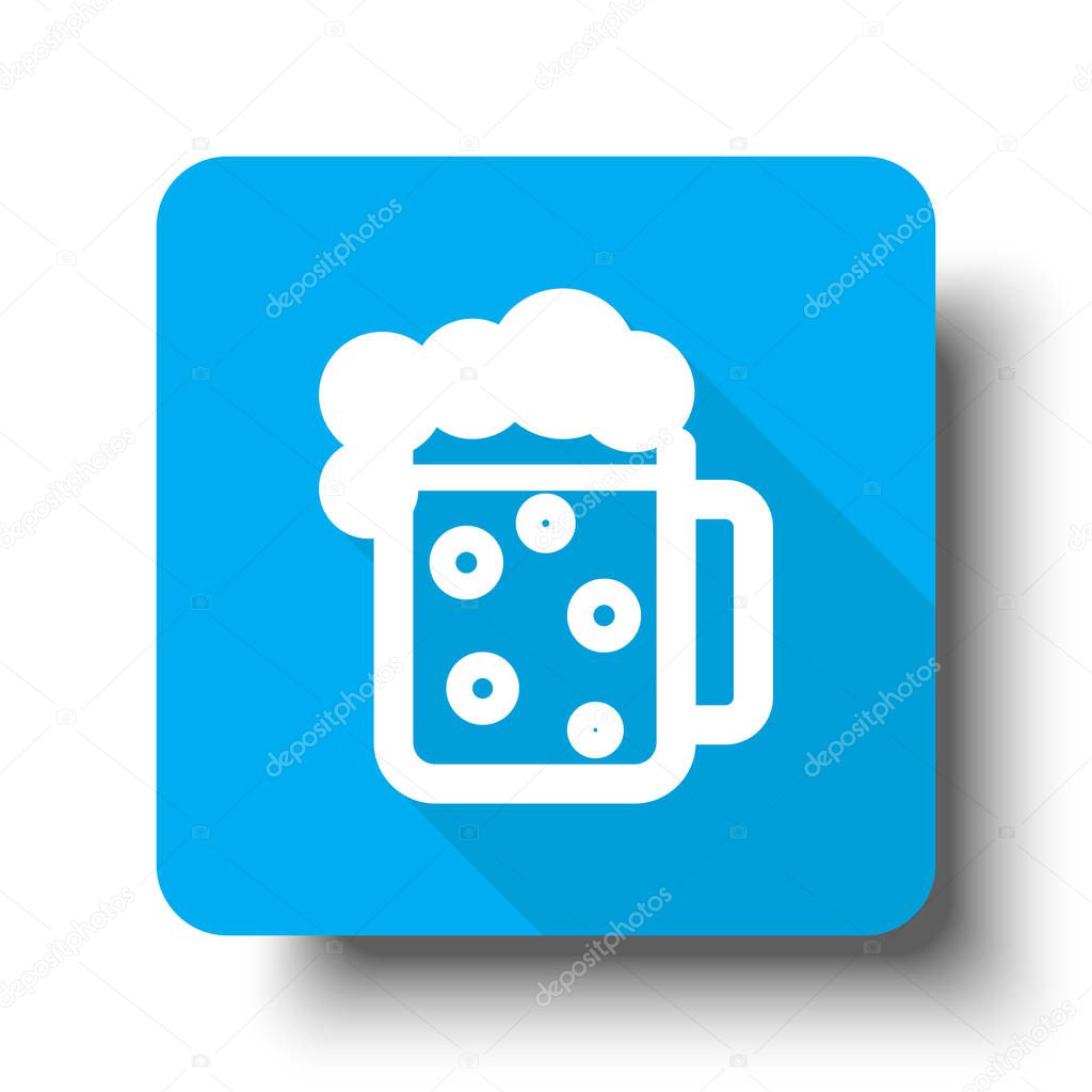 White Beer icon on blue web button