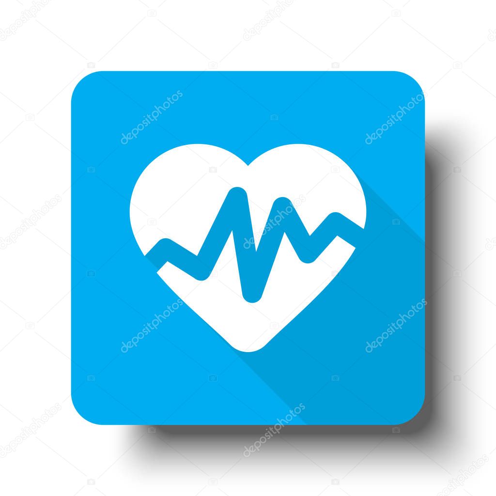 White Heart Rate Pulse icon on blue web button