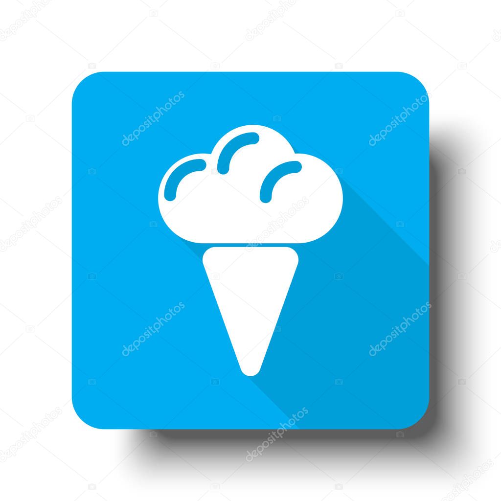 White Ice Cream icon on blue web button